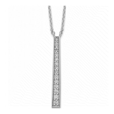 Sterling Silver CZ Tapered Pendant Necklace