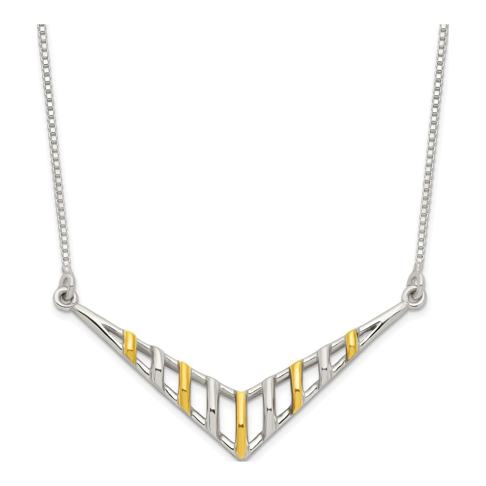 Gold-Plated Sterling Silver V-Shaped Bar Necklace