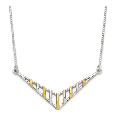 Gold-Plated Sterling Silver V-Shaped Bar Necklace