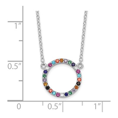 Sterling Silver CZ Multi-Color Circle Necklace – view 3