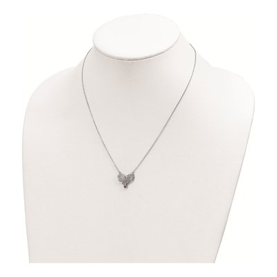 Sterling Silver CZ February Bow Birthstone Necklace – view 4