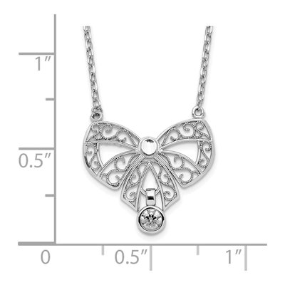 Sterling Silver CZ April Bow Birthstone Necklace – view 3