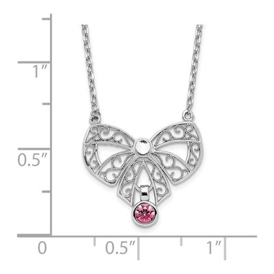 Sterling Silver CZ Bow Necklace – view 3