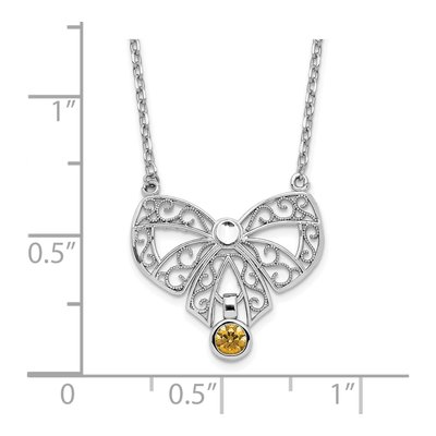 Sterling Silver November Birthstone Bow Necklace – view 3