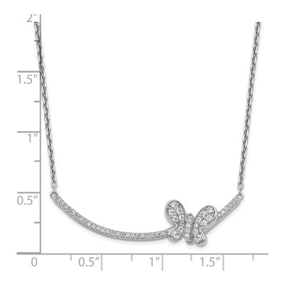 Sterling Silver CZ Butterfly Bar Necklace – view 3