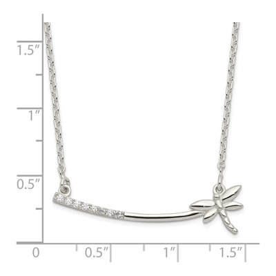 Sterling Silver CZ Dragonfly Bar Necklace, 16 In – view 3