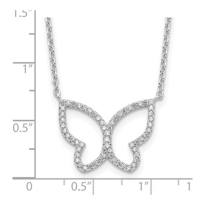 Sterling Silver CZ Open Butterfly Necklace – view 3