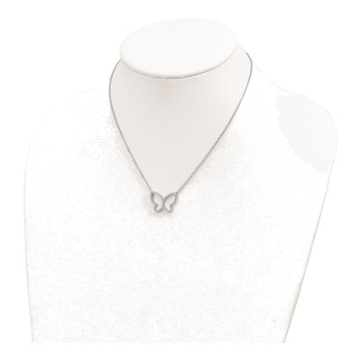 Sterling Silver CZ Open Butterfly Necklace – view 4