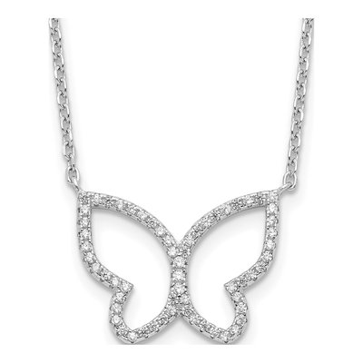 Sterling Silver CZ Open Butterfly Necklace