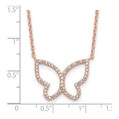 Rose Gold-Plated Sterling Silver CZ Butterfly Necklace – view 3