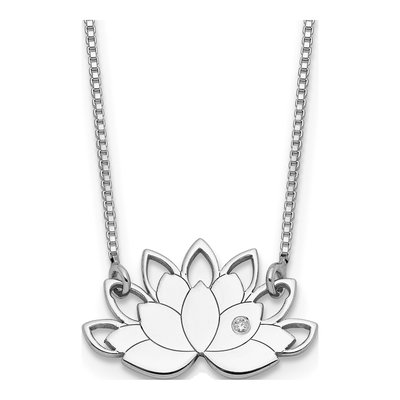 Sterling Silver CZ Lotus Flower Necklace