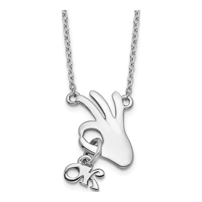 Sterling Silver OK Hand Gesture Necklace