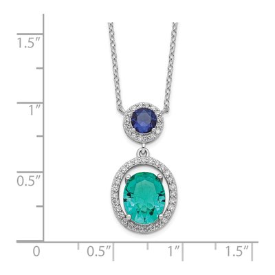 Sterling Silver CZ Glass Dangle Pendant Necklace – view 3