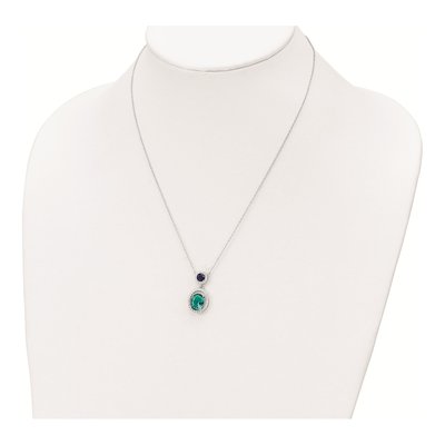 Sterling Silver CZ Glass Dangle Pendant Necklace – view 4