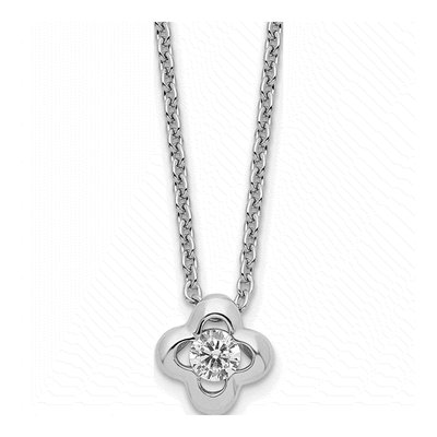 Sterling Silver CZ Flower Necklace