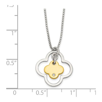 Sterling Silver CZ Floral Necklace – view 3