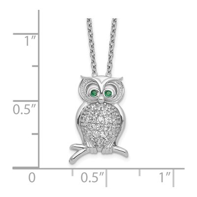Sterling Silver CZ Owl Necklace – view 3