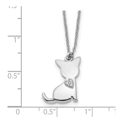 Sterling Silver CZ Heart Cat Necklace – view 3