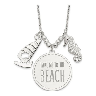 Sterling Silver Take Me to Beach Necklace