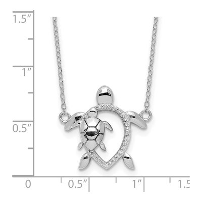 Sterling Silver CZ Turtle Necklace – view 3