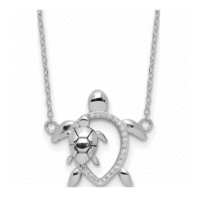Sterling Silver CZ Turtle Necklace