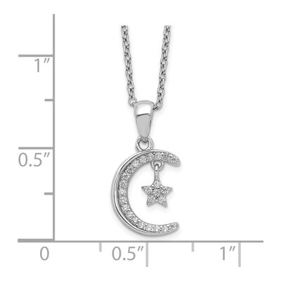 Sterling Silver CZ Moon Star Pendant Necklace – view 3