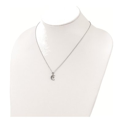 Sterling Silver CZ Moon Star Pendant Necklace – view 4