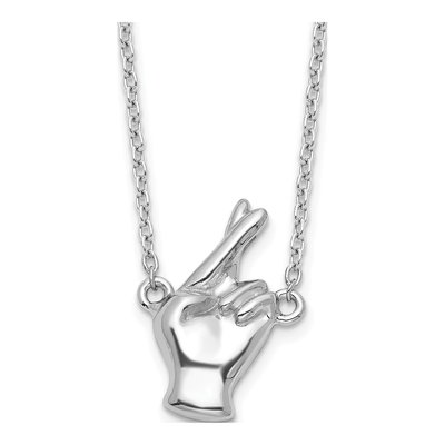 Sterling Silver Fingers Crossed Necklace