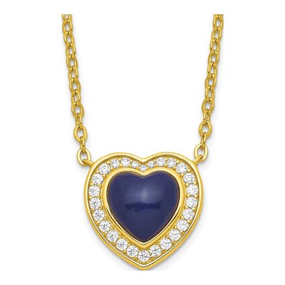 Gold-Plated Sterling Silver CZ Heart Necklace