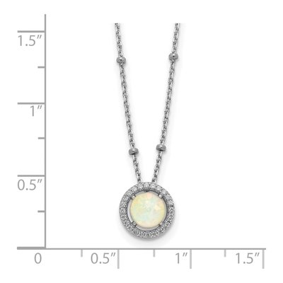 Sterling Silver Lab-Created Opal & CZ Beaded Necklace – view 3
