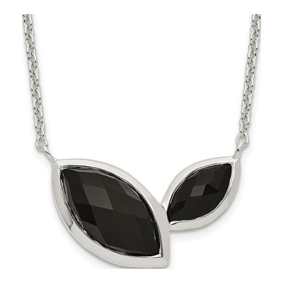 Sterling Silver Onyx Faceted Necklace