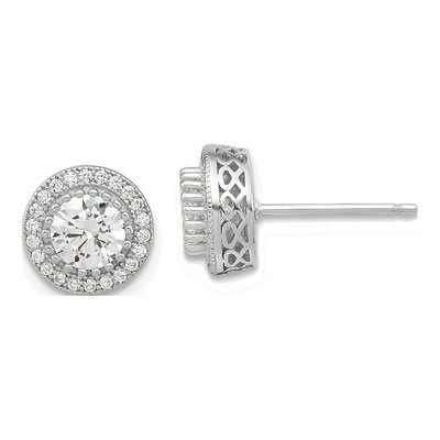 Sterling Silver CZ Necklace & Earring Set, 18in – view 4