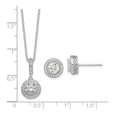 Sterling Silver CZ Necklace & Earring Set, 18in – view 7