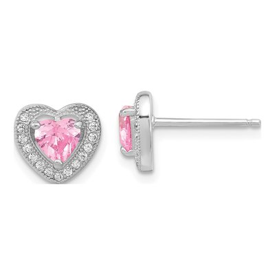 Sterling Silver CZ Heart Necklace & Earring Set – view 4