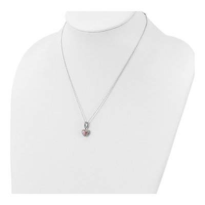 Sterling Silver CZ Heart Necklace & Earring Set – view 5