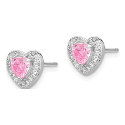 Sterling Silver CZ Heart Necklace & Earring Set – view 6