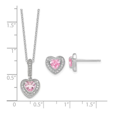 Sterling Silver CZ Heart Necklace & Earring Set – view 7