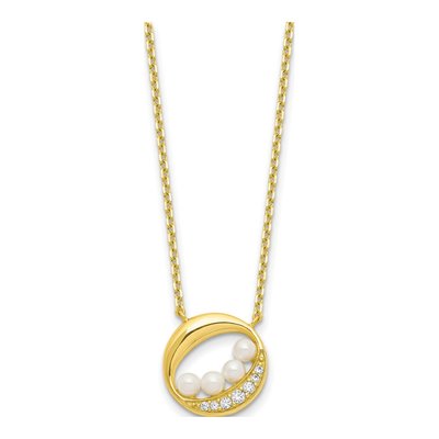 Gold-Plated Sterling Silver CZ Shell Necklace