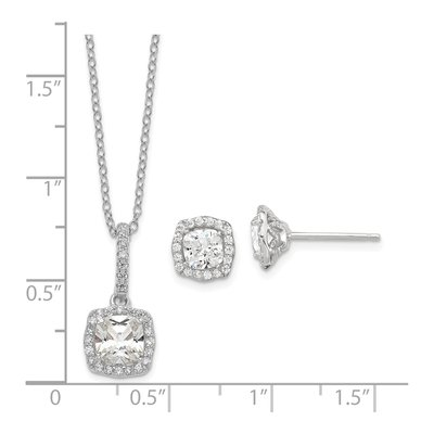 Sterling Silver CZ Necklace & Stud Earrings Set – view 7