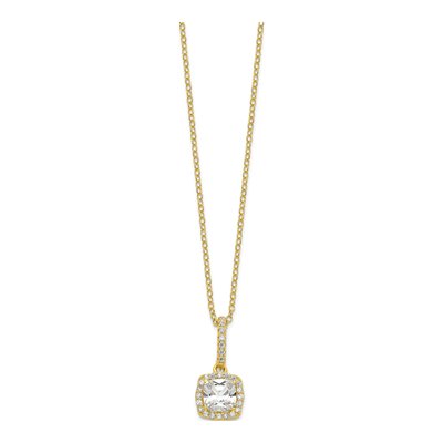 Sterling Silver Gold-Tone CZ Necklace & Earring Set – view 2