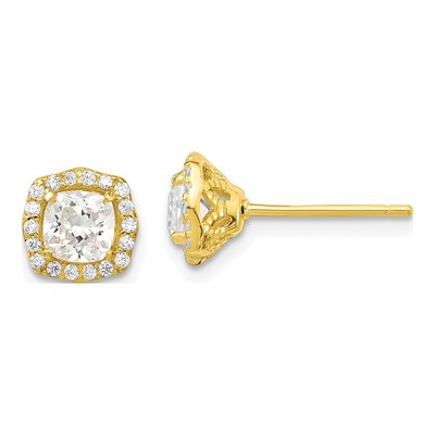 Sterling Silver Gold-Tone CZ Necklace & Earring Set – view 3