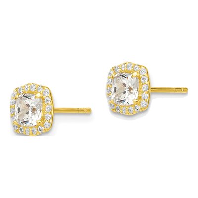 Sterling Silver Gold-Tone CZ Necklace & Earring Set – view 5