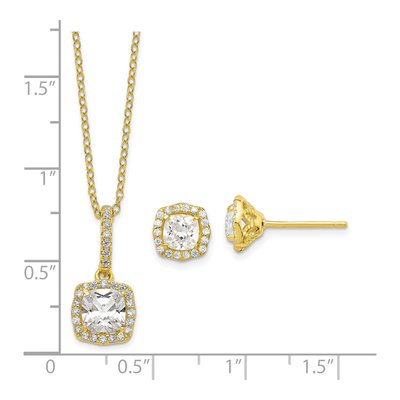 Sterling Silver Gold-Tone CZ Necklace & Earring Set – view 6
