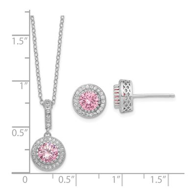 Sterling Silver CZ Necklace & Earrings Set – view 7