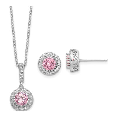 Sterling Silver CZ Necklace & Earrings Set