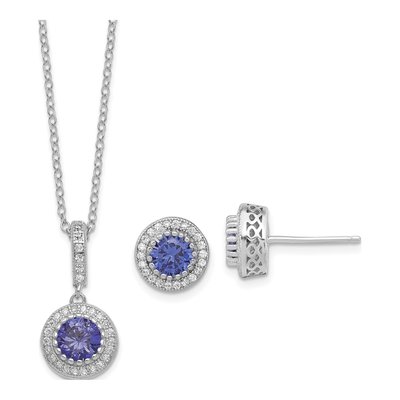 Sterling Silver CZ Necklace & Earrings Set