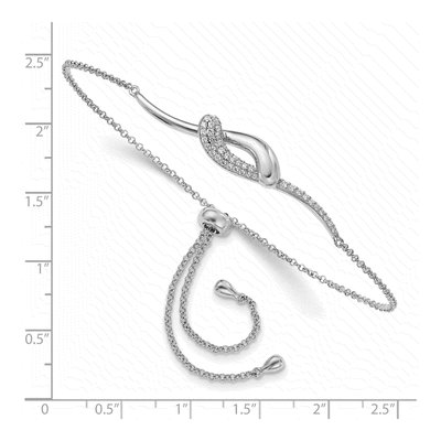Sterling Silver CZ Bar Adjustable Bracelet – view 3