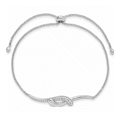 Sterling Silver CZ Bar Adjustable Bracelet – view 4