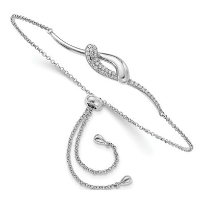 Sterling Silver CZ Bar Adjustable Bracelet