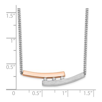 Rose Gold-Plated Sterling Silver 1/20 ct tw Diamond Bar Necklace – view 3